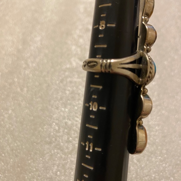 Dramatic 5 Stone Sterling Ring - Orange Spiny - Kingman - Size 9 - Picture 5 of 15